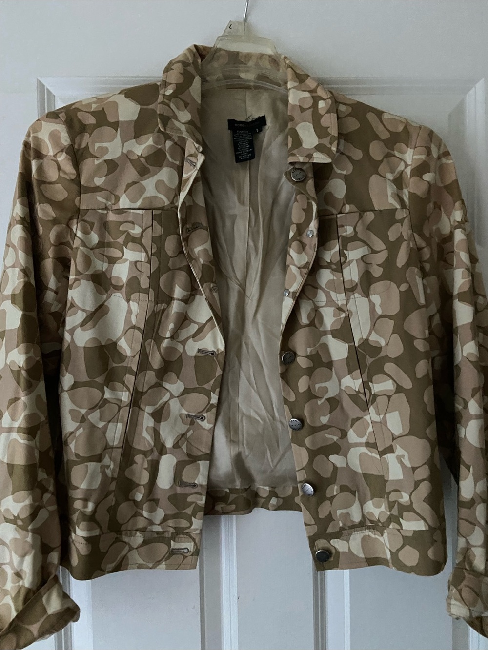 BCBG Beige and Cream Camo Jean Jacket